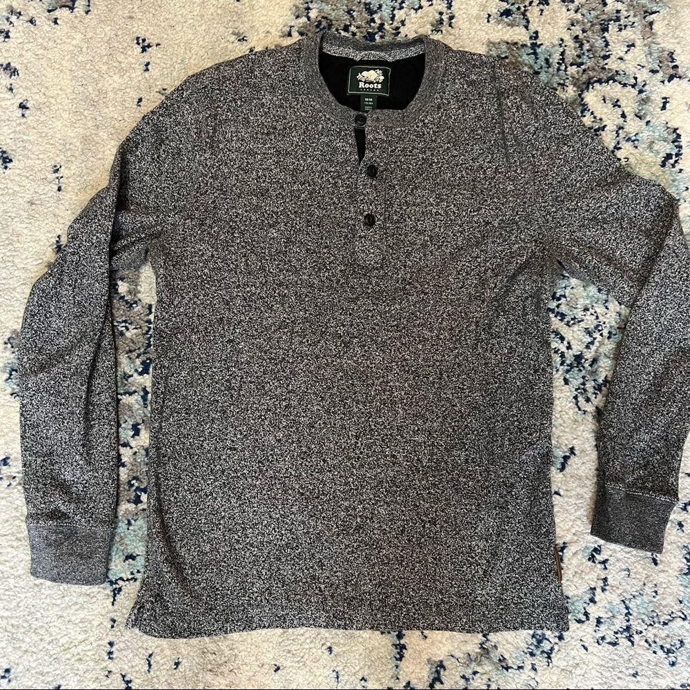 Roots Canada Salt & Pepper Sweater Henley Button M